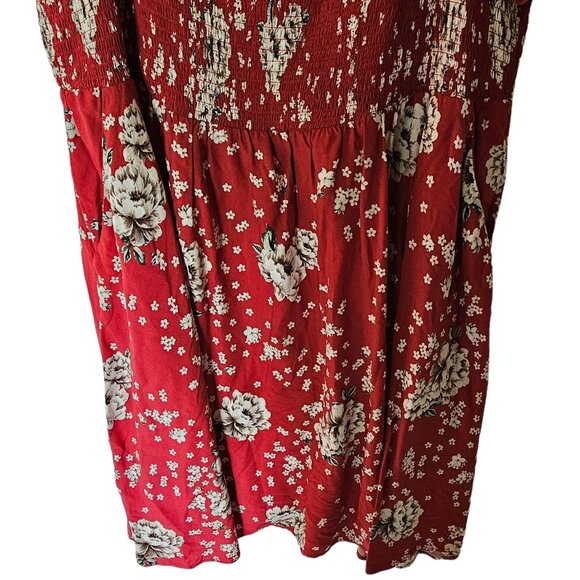 Torrid Red Mini Floral Challis Smocked Bodice Off-Shoulder Skater Dress Plus 4X - Picture 6 of 12